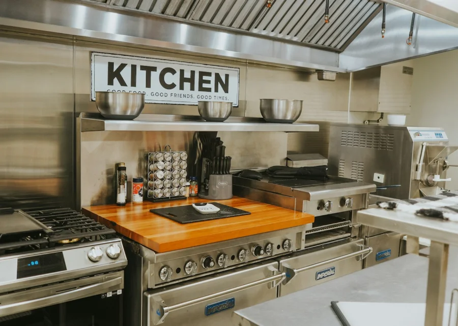 Inside the Lake Aire Rentals shared commercial kitchen